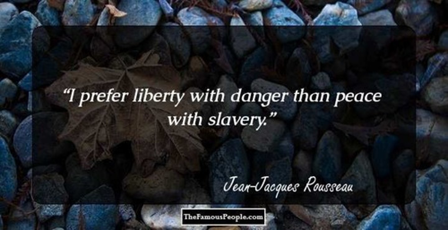 <p>A major and influential work by Rousseau. It tried to harmonize individual liberty with government authority. States that freedom is achieved by enforcing the 'General Will', what is best for all the people.</p>