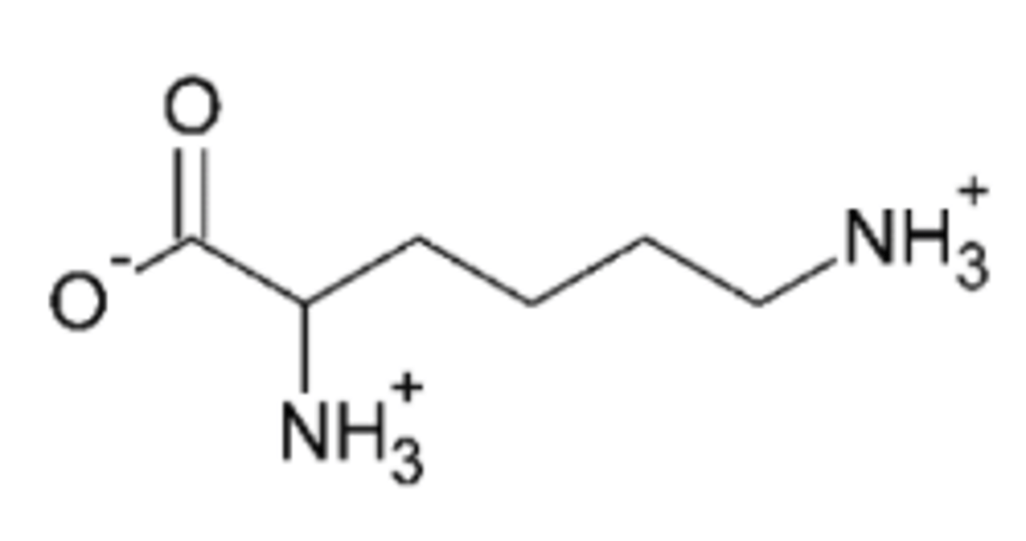 <p>What is this amino acid? Name the full amino acid, the three word abbreviation, and one letter abbreviation. If this amino acid has a side chain with a pKa value, include this value.</p>