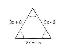 <p><span>Find the side length of the equilateral triangle below.</span></p>