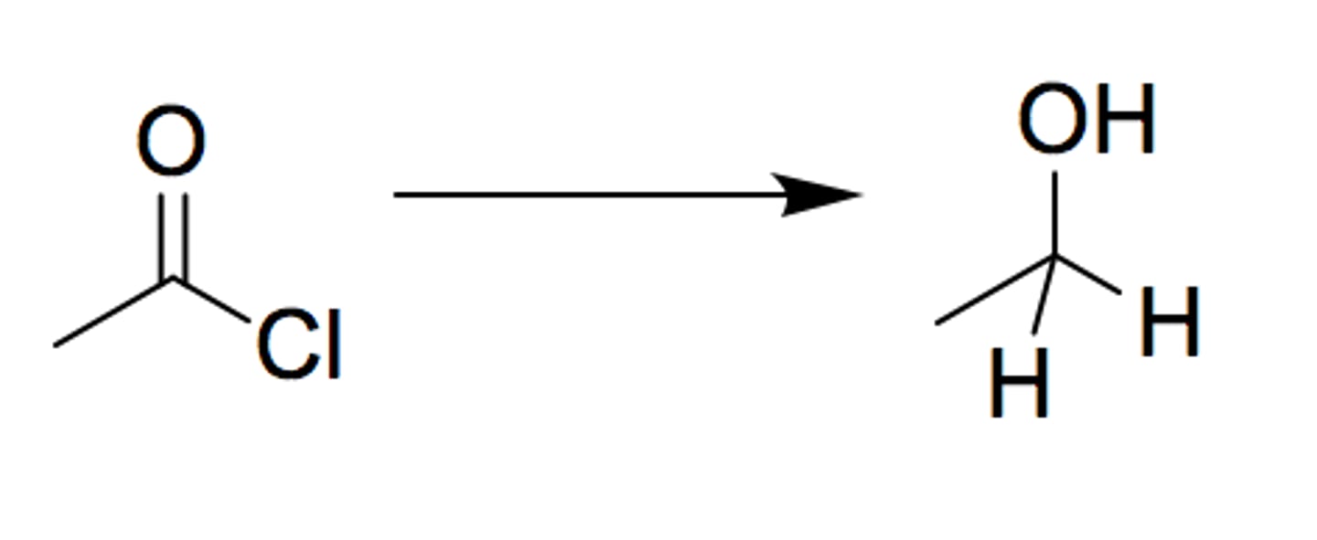 <p>reduction of acid chloride</p>