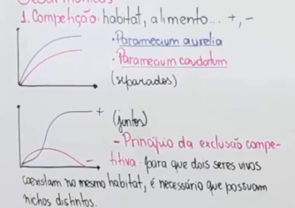 –/– Relação em que duas espécies disputam recursos limitados (alimento, espaço, luz etc.), prejudicando ambas.