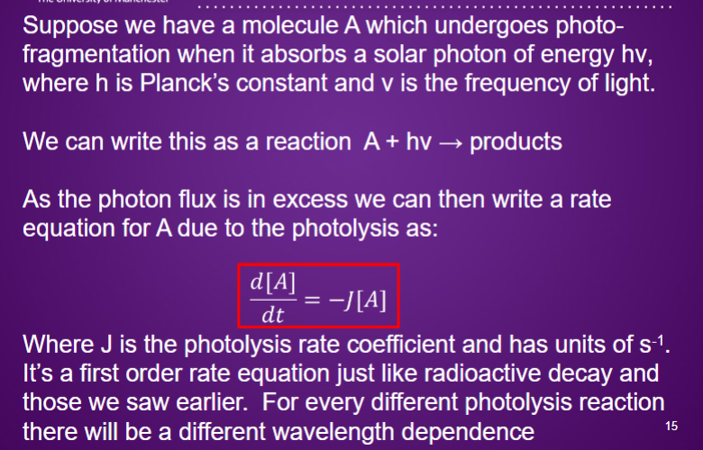 <p>Each rate for equations is different as takes different amount of energy to break molecule, J is different for each reaction</p>