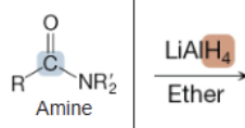 <p>What is the product of the reaction between an amine and LiAlH4 (1st step) and ether (2nd step)?</p>