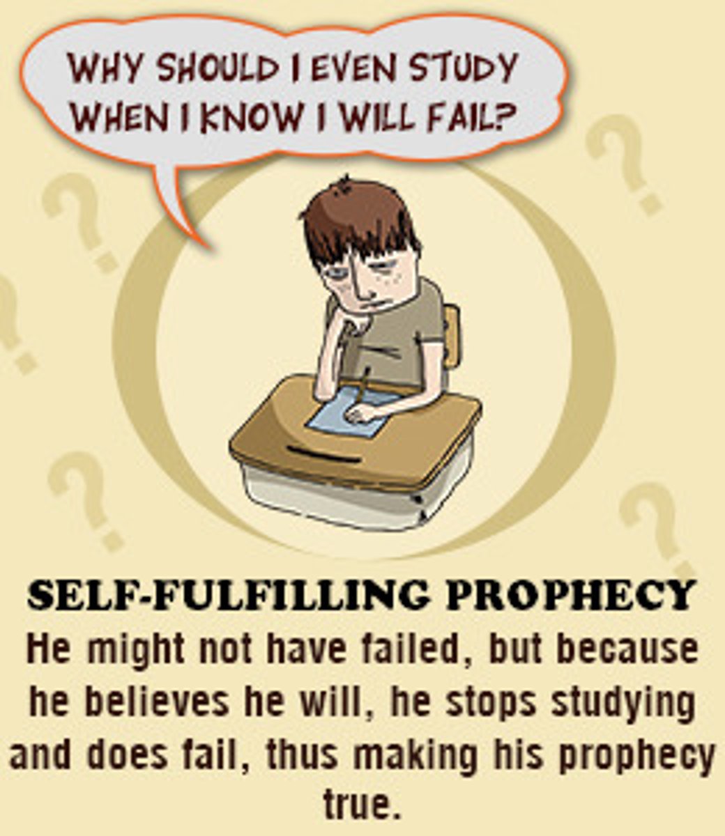 <p>a prediction that motivates a person's behavior to cause itself to become true</p>