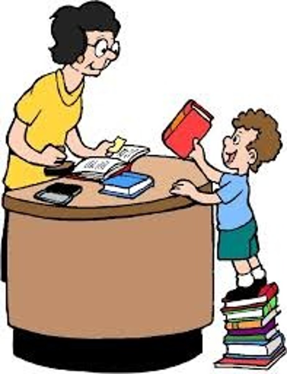 <p>to check out a book</p>