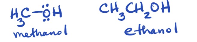 <p>contains an OH group (hydroxyl) Bonded to carbon. Single bonds only</p>