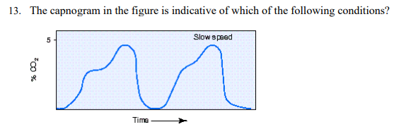 <p>The capnogram in the figure is indicative of which of the following conditions?</p>