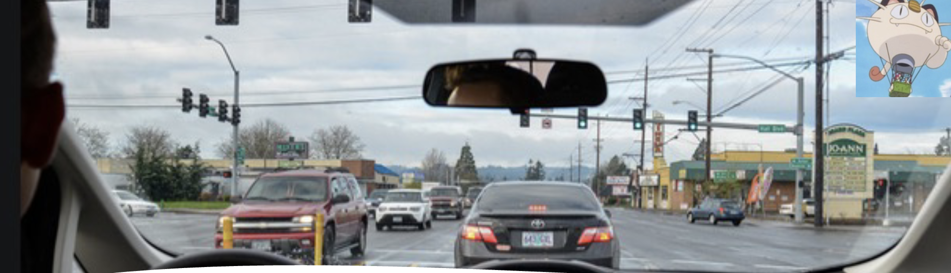 <p>if the driver doesn't notice the hot air balloon flying by and only focuses on the traffic</p>