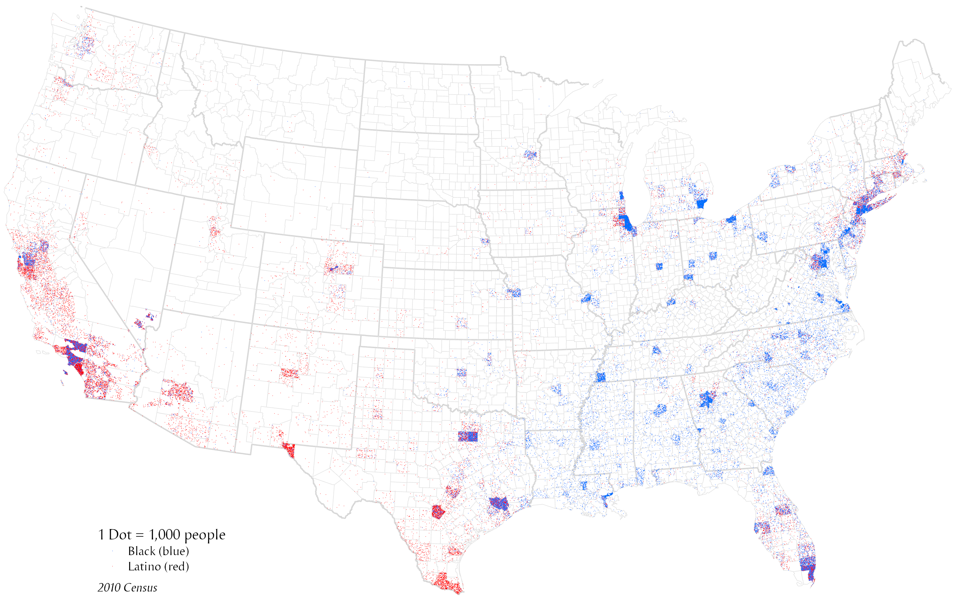 <p>A type of thematic map that uses a point symbol to visualize the geographic distribution of a large number of related phenomena. Dot density maps are a simple yet highly effective way to show density differences in geographic distributions across a landscape</p>