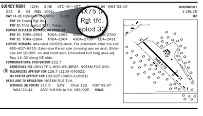 <p>To find out if the traffic pattern is nonstandard (right traffic), the best source is?</p>
