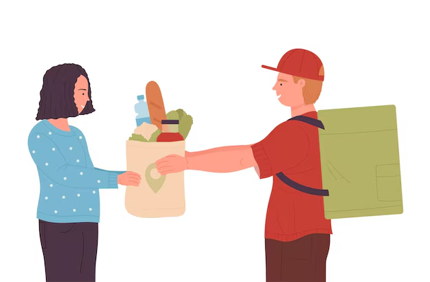 <p>The delivery man _____ some food a few hours ago.</p>