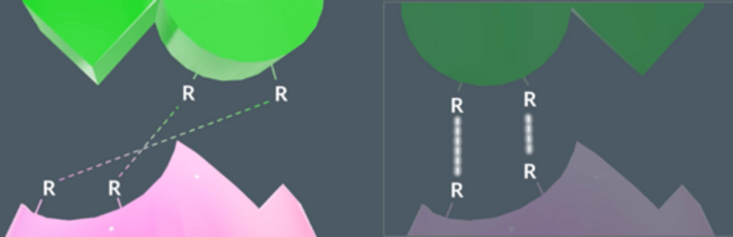 <p>● Through intermolecular forces.</p><p>● Only formed temporarily between the substrate and the enzyme's active site, which shapes itself around the substrate.</p><p>● This causes bonds to break and new bonds to form within the substrate.</p>