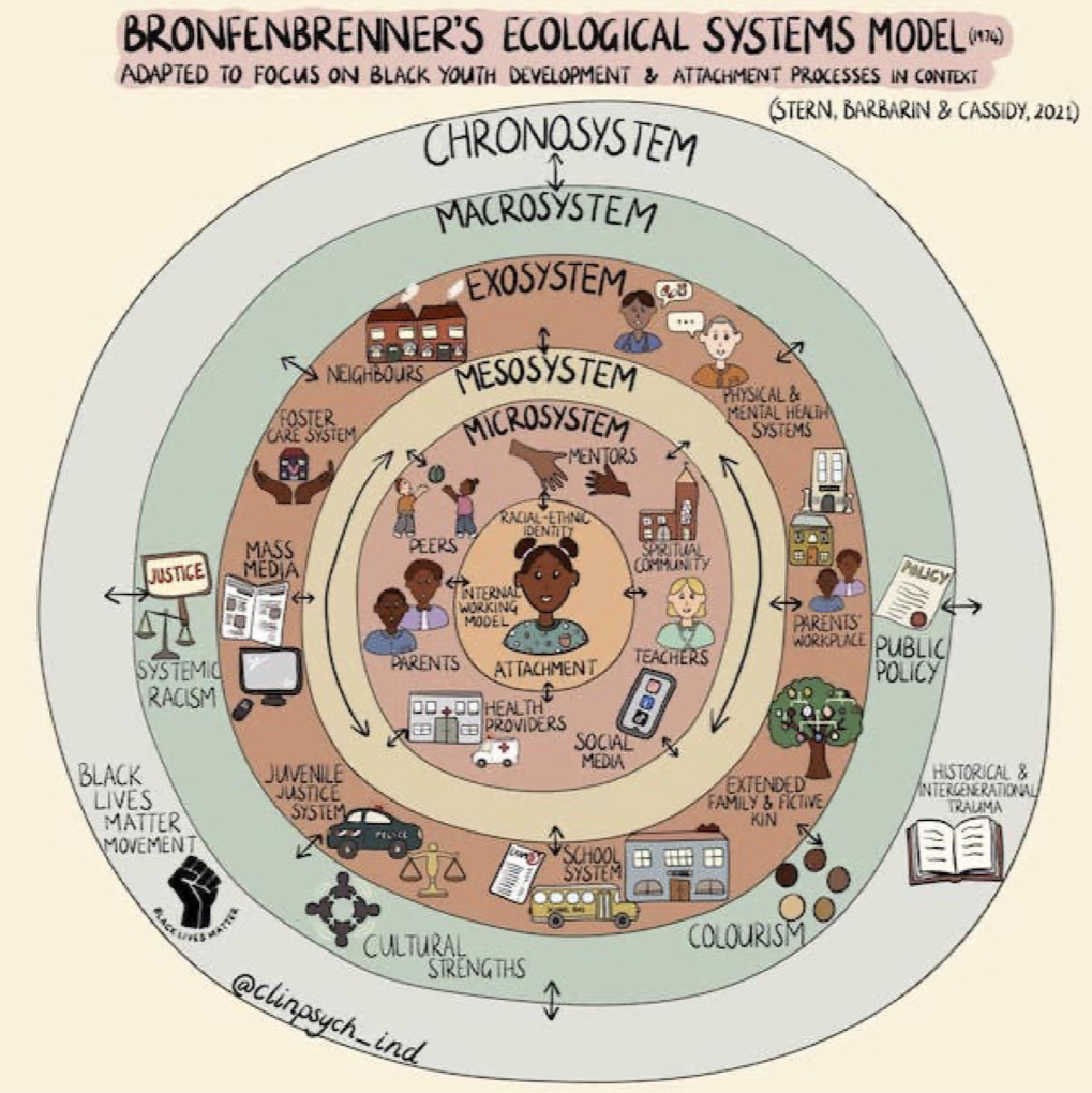 <p>Theory that explains development in terms of environmental systems</p><ul><li><p>risks occur at multiple ecological levels</p></li></ul>