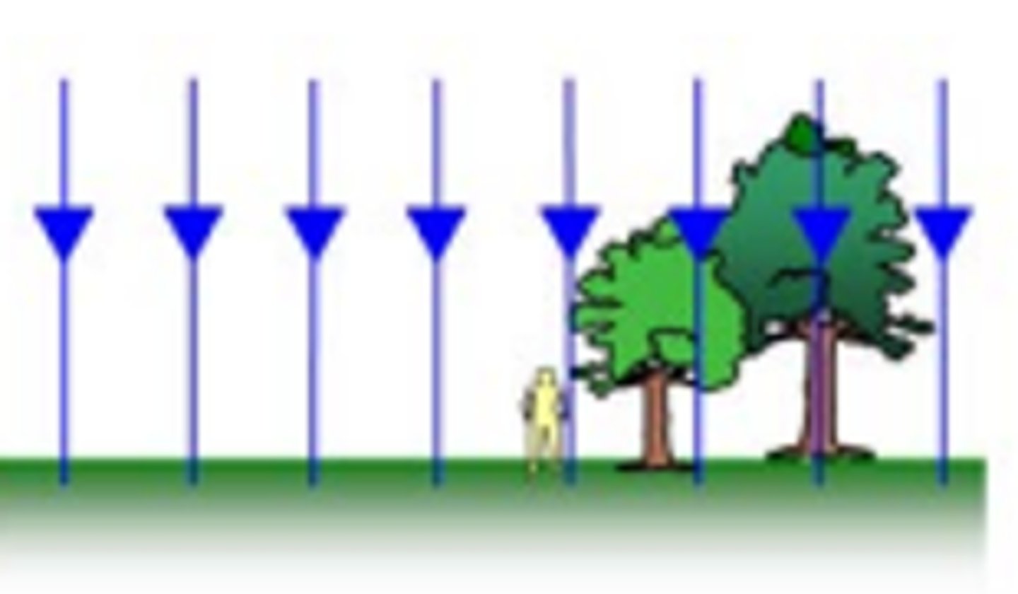 <p>This is where the field strength is equal at all positions so the field lines are parallel and spaced equally. This can be used to model gravitational fields on a small scale such as the Earth's surface. It looks like:</p>