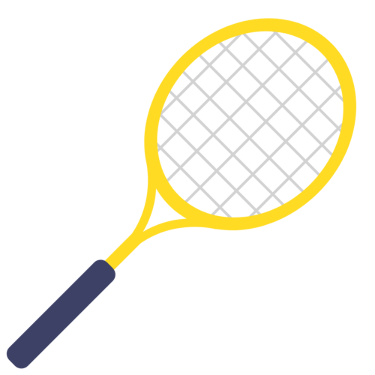 <p>An oval-shaped bat with strings across it, which is used in tennis.</p>