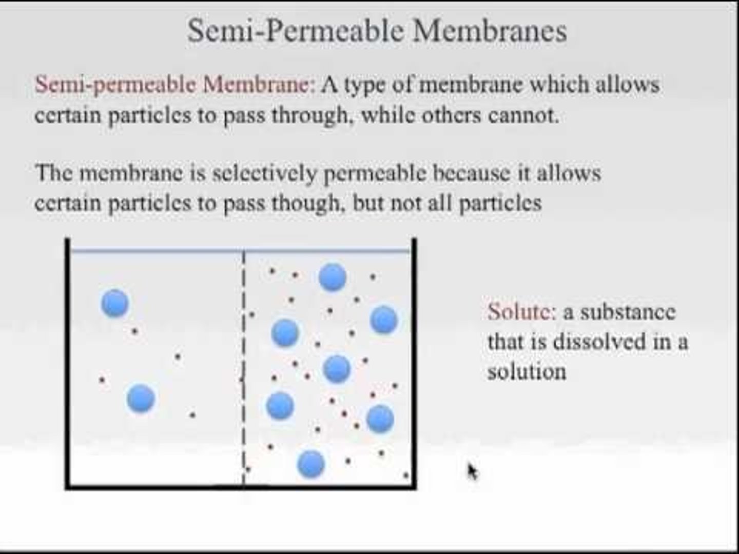 <p>To say that the Cell Membrane is "semi-permeable" is to say that some things can enter while some things cannot.</p>