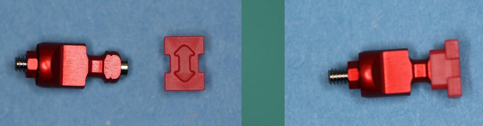 <p>When is the metal post disconnected in the two piece component?</p>