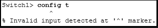 <p><strong>Refer to the exhibit. An administrator is trying to configure the switch but receives the error message that is displayed in the exhibit. What is the problem?</strong></p>