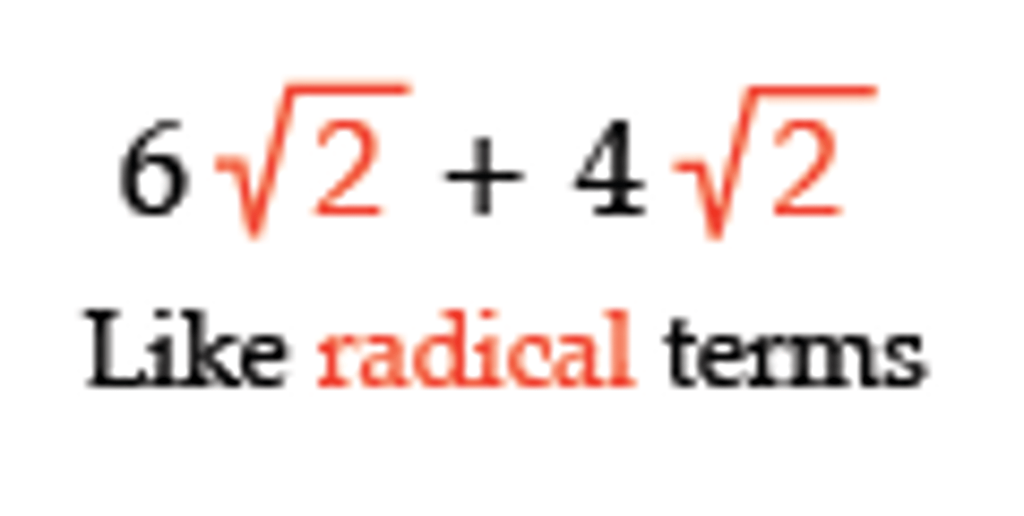 <p>Must have the same index and the same radicand</p>