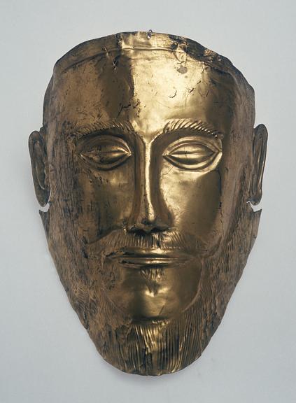 <p>Mask of Agamemnon, Mycenae, Greek Mainland,1500 B.C.</p>