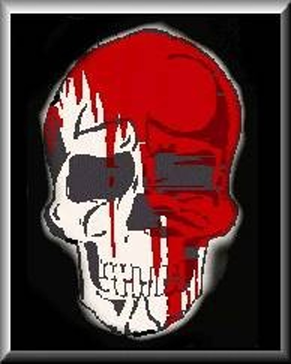 <p>(adj) grisly, gruesome; horrible, distressing; having death as a subject</p><p>(s) grotesque, grim, ghoulish</p>