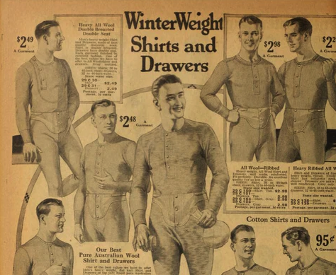 <p>ribbed-knit undershirt with a buttoned vent at the front of the neck; first appeared during the 1930s and made popular by actor Wallace Beery</p>