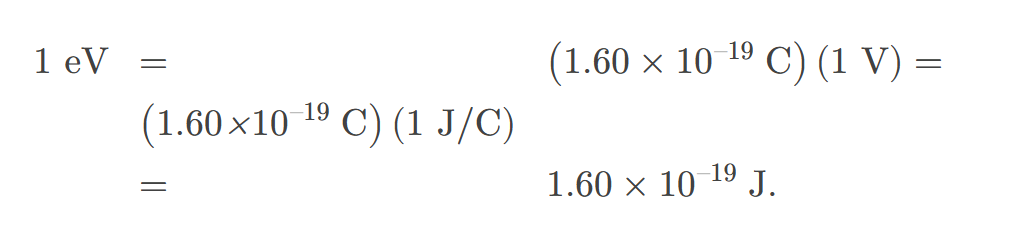<p><span><span>the energy given to a fundamental charge accelerated through a potential difference of one volt</span></span></p>