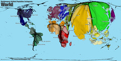 <p>A map in which the shape or size is distorted in order to demonstrate a variable such as travel, population or economic production</p>