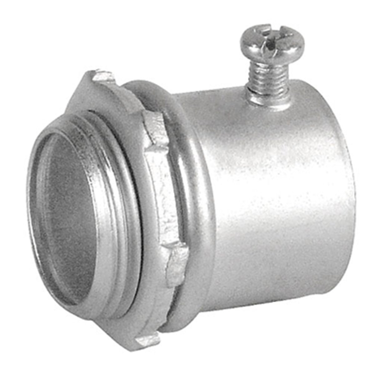 <p>Used to connect EMT conduit to a box, panel, or other threaded fitting.</p>