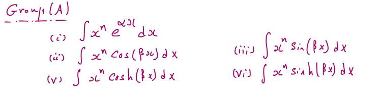 <p>u = x<sup>n</sup> </p><p>dV = the rest<br>by parts n-times</p>