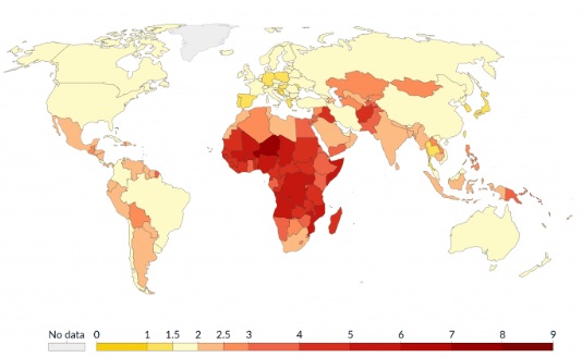 <p>The average number of children born per women during her reproductive lifetime, considered to be from 15 to 49 years of age</p><p><span>Typically higher in LDCs (periphery) and lower in MDCs (core)</span></p><p>Key indicator of population growth or decline</p><p></p>