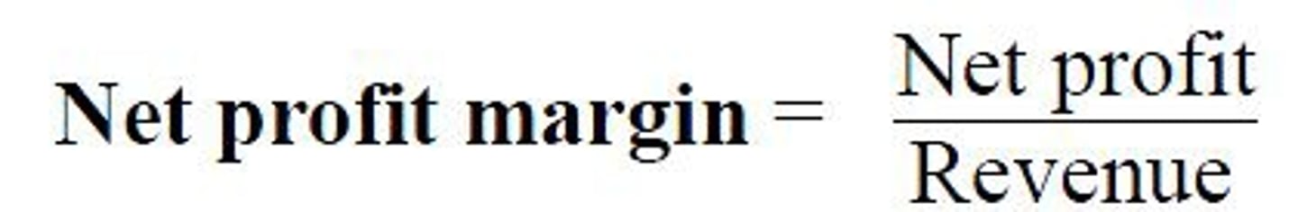 <p>the percentage of sales revenue that is net profit = net profit/sales revenue *100</p>