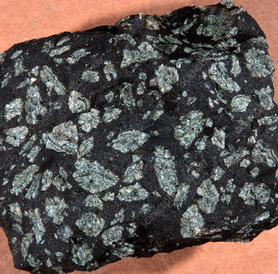 <p>an igneous rock texture in which large crystals are scattered on a background of much smaller crystals.</p>