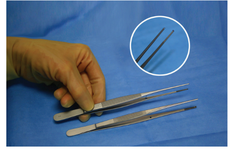 <p>Nickname: Potts pick up </p><p>Use: Grasps small, deep tissue, ENT</p><p>Features: Serrated handle, fine tapered jaws, 1×2 fine teeth, and cross pin.</p>