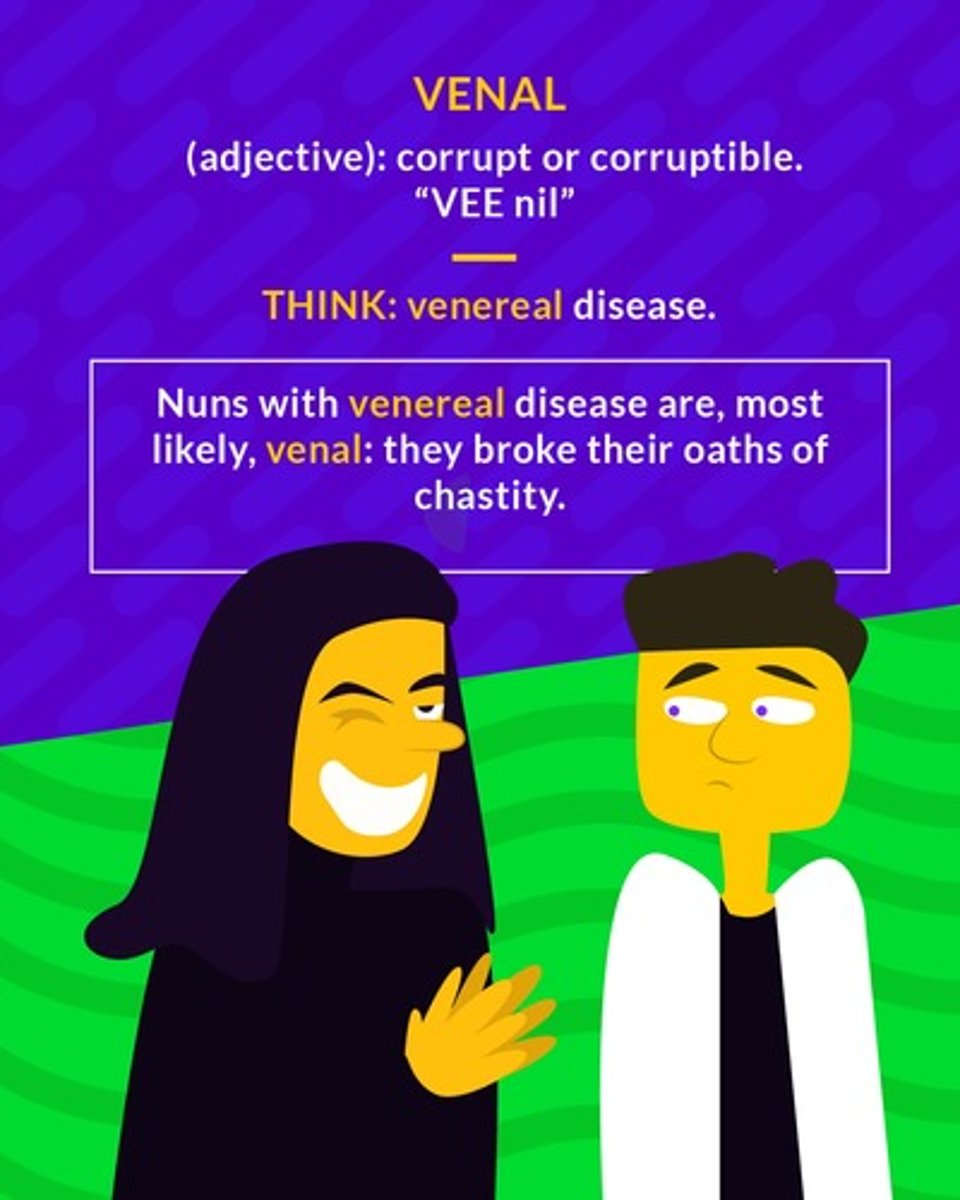 <p>corrupt or corruptible</p>