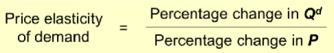 <p>percentage change in Qd/Percentage change in P</p>