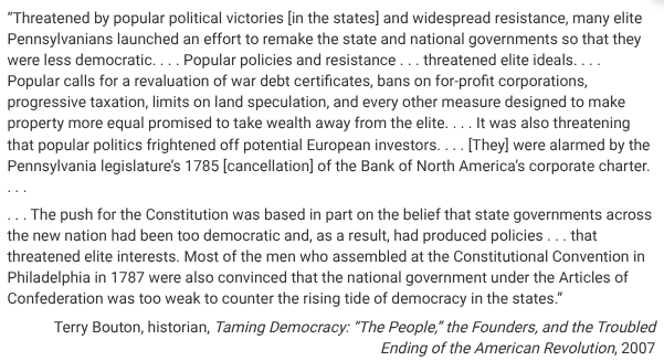 <p>The ratification of the United States Constitution despite the “resistance” described in the excerpt is best understood in the context of which of the following developments?</p>