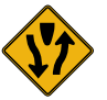 <p>THIS SIGN MEANS: </p><p>A. Divided highway ends</p><p> B. One-way street begins </p><p>C. One-way street ends </p><p>D. Divided highway begins</p>