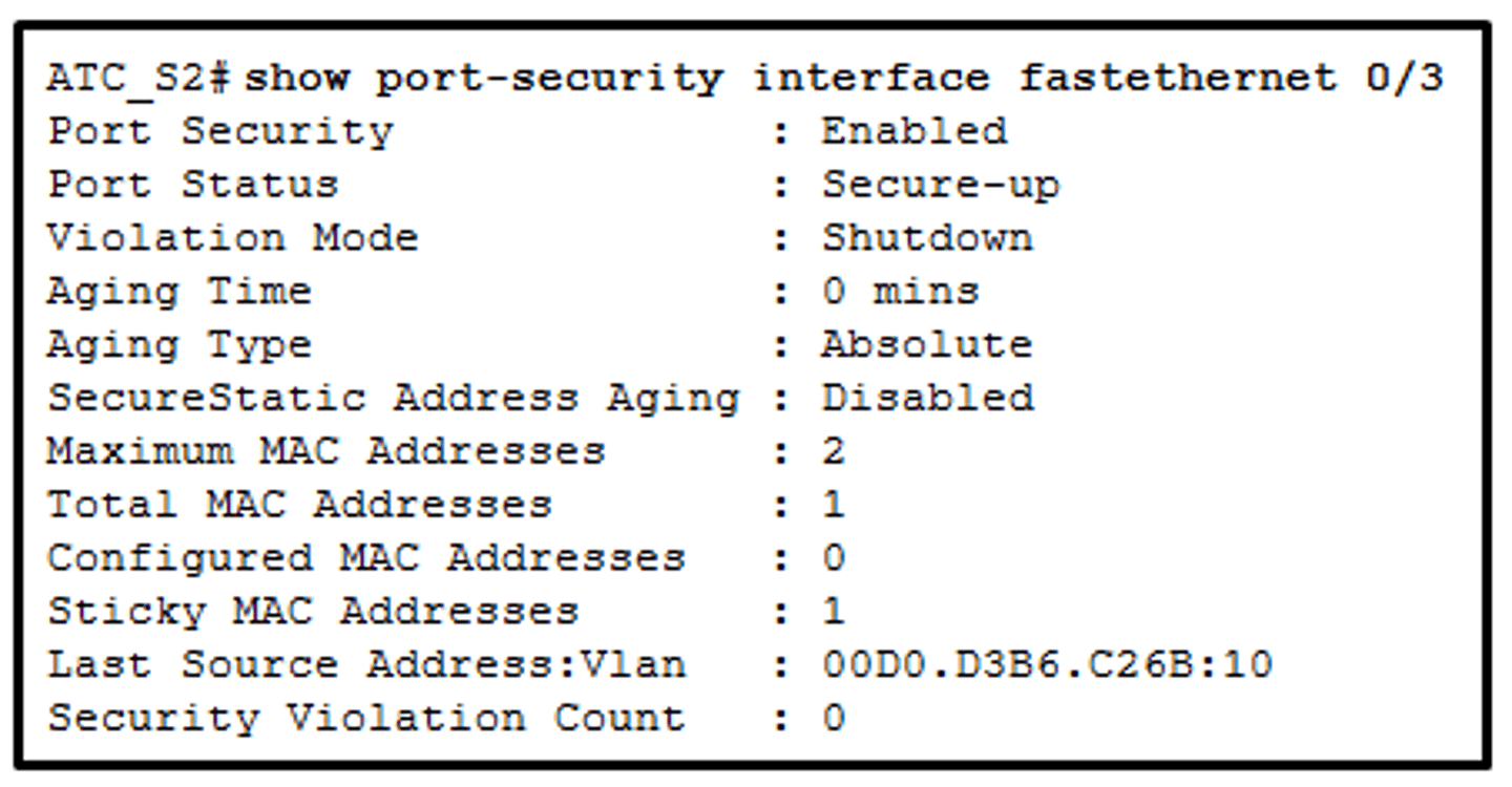 <p>C. The port violation mode is the default for any port that has port security enabled.</p>