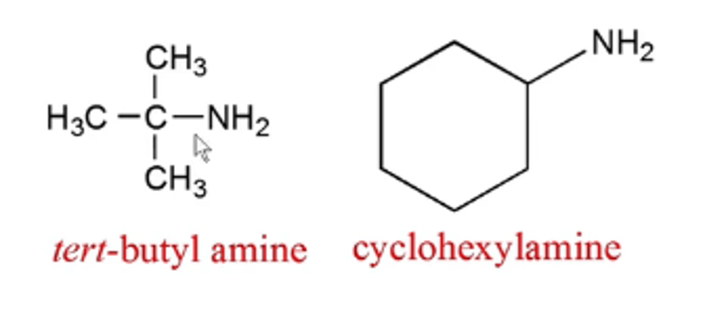 <p>primary amine:</p><p>-add the suffice "amine" to the name of the organic substituent</p>