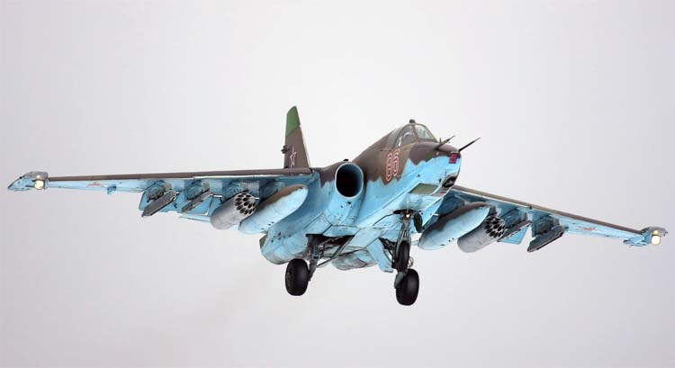 <p>FROGFOOT, Su-25, Су-25 (Oval intakes, ‘Frog feet’ weapon pylons, High mounted wings)</p>