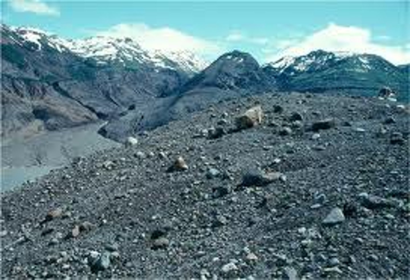 <p>Sediment transported by flowing ice and deposited beneath a glacier or at its toe.</p>