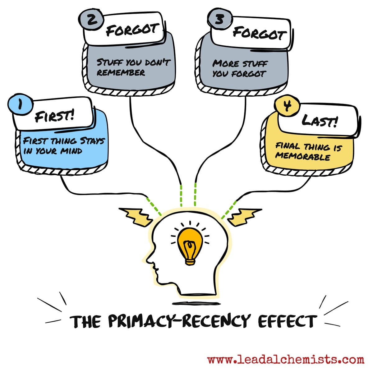 <p>A phenomenon where later items in a list are easier to recall than items in the middle.</p>