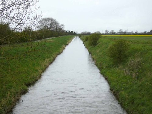 a type of landform consisting of the outline of a path of relatively shallow and narrow body of fluid