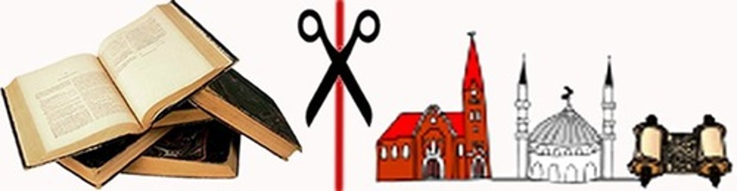 <p>als godsdienstige organisaties en overheid zich niet met elkaar bemoeien</p>