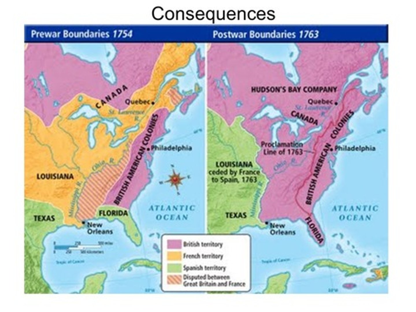 <p>Global conflict between Great Britain and France fighting for overseas colonial holdings; France expelled from Canada and rest of North America; France expelled from India; Creates debt which causes Great Britain to tax American colonists (Stamp Act and Tea Act) leading to rebellion</p>