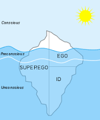 <p>The idea that there are 3 parts of your personality, the ID, ego, and superego. The Ego is what you see and the superego and ID are under the iceberg.</p>