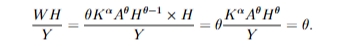<ul><li><p>we use the formula WH/Y where W = return to human capital</p></li><li><p>W = MPH </p></li><li><p>Y again is equivalent to the numerator so the share of output earned by human capital is <span>θ</span></p></li></ul><p></p>