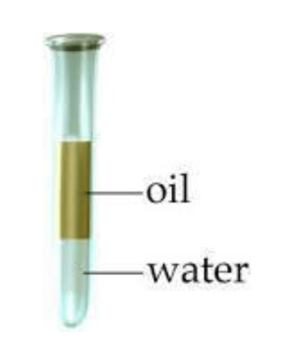 <p>due to density differences between the dispersed phase (oil) and the continuous phase (water)</p>