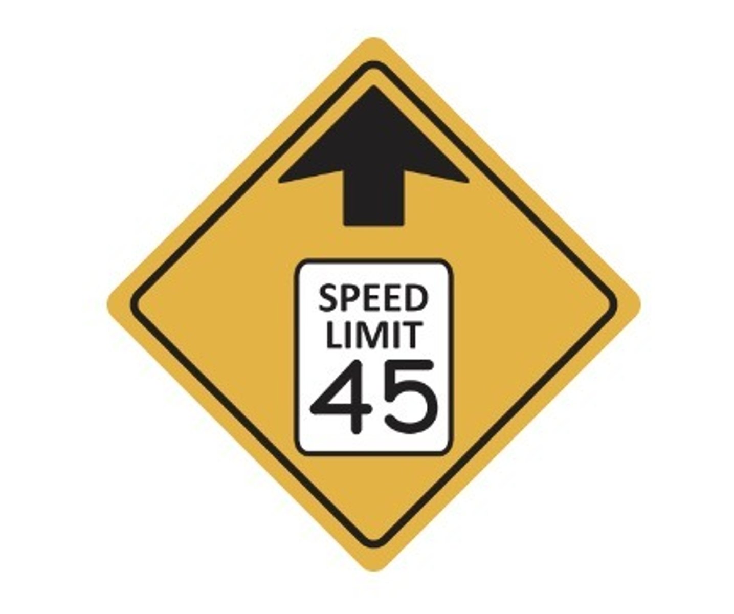 <p>A speed zone is ahead; prepare to reduce your speed to 45 mph</p>